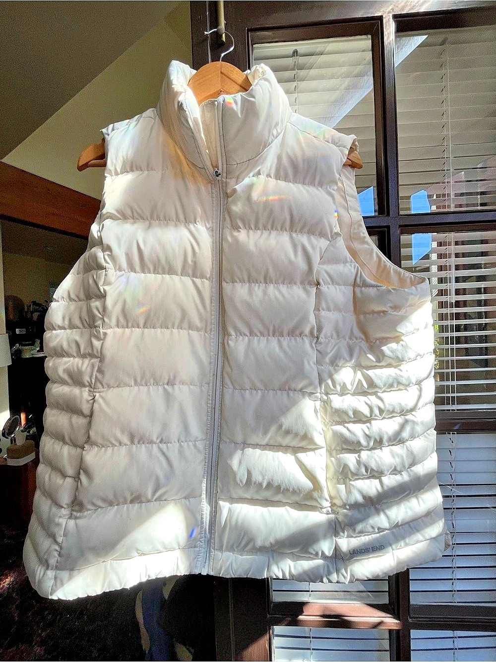 Lands' End Women's Puffer Vest White Size 1X Like New